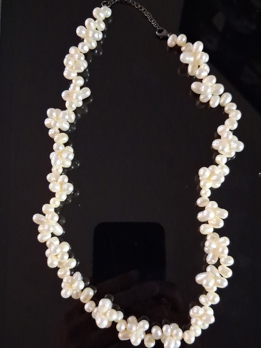 REAL FRESHWATER Pearl Cluster Necklace in Cream 20 inch GORGEOUS Necklace